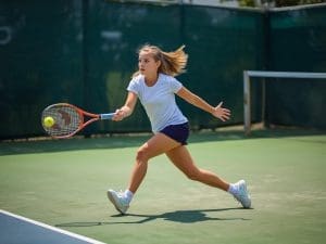 Girl kid Aged 12-16 playing tennis