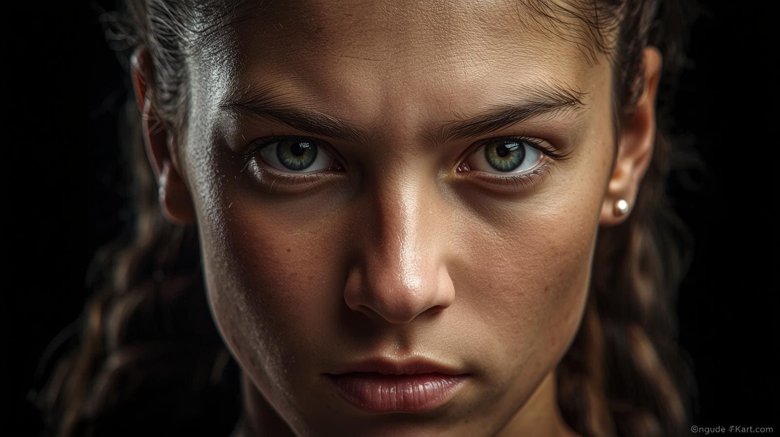 20 year old female runner looking brave and determined