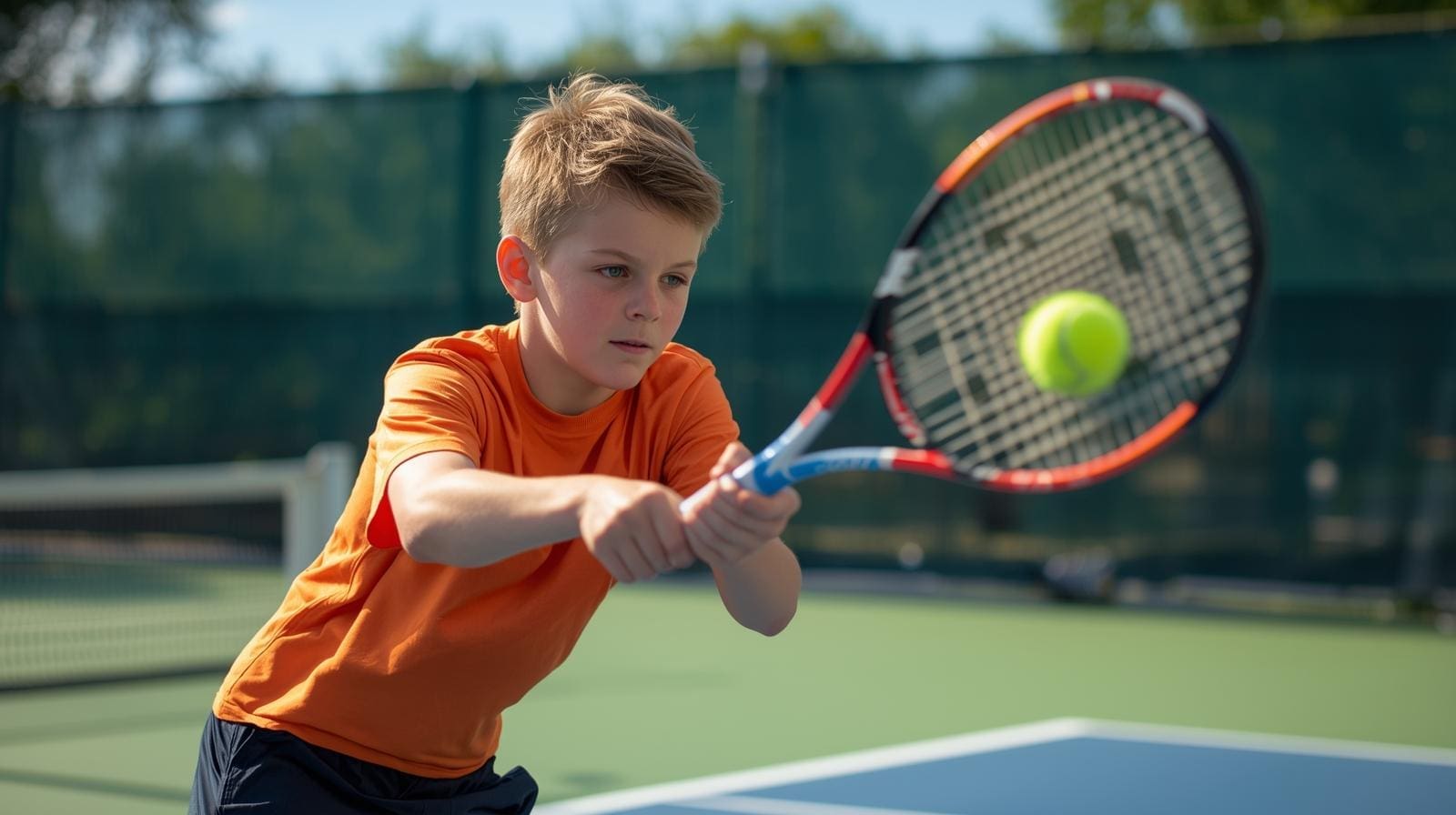 8 year old, boy playing competitive tennis