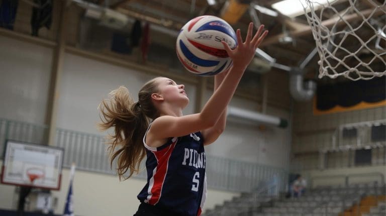 netball player shooting
