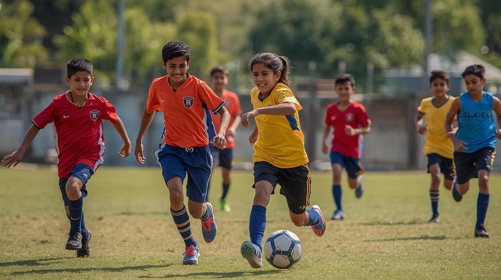 13 year olds. Boys and girls playing sports
