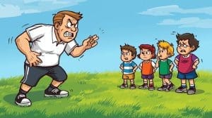 sport coach getting angrywith young kids