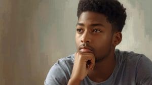 young adult thinking about goal setting.