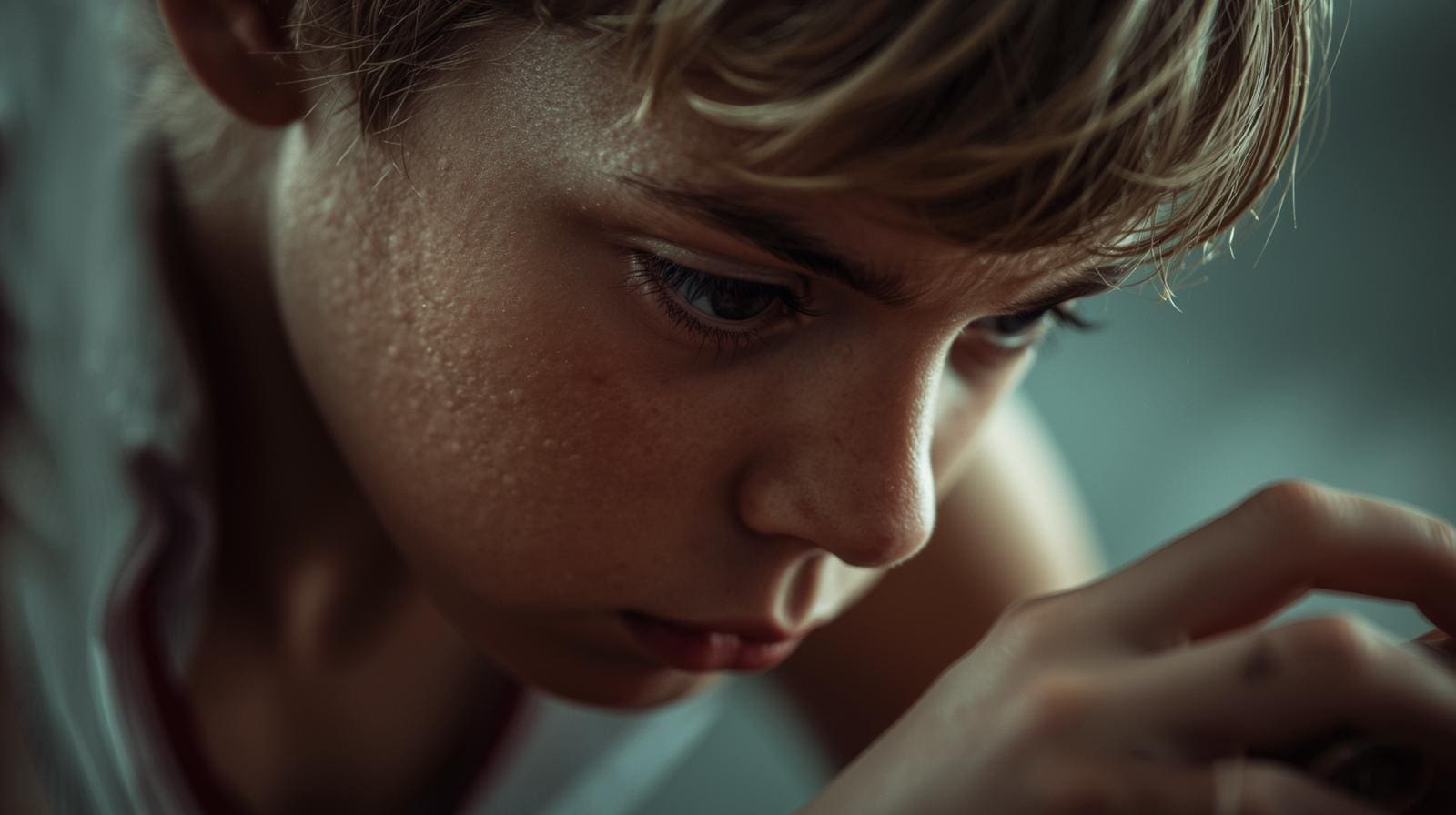 Quiet child playing sport with anxiety and focus