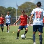 Young soccer players in a soccer academy